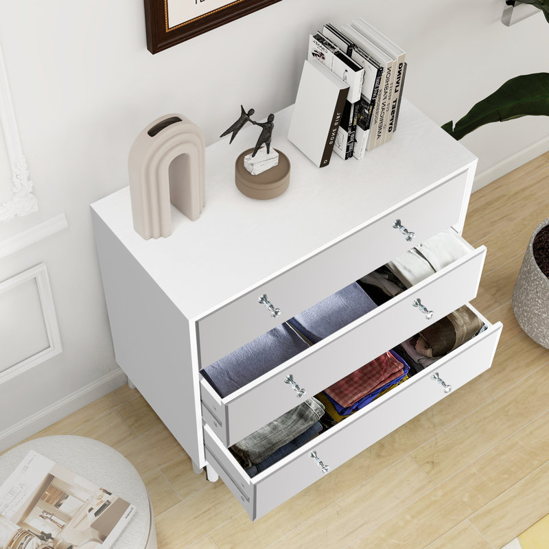 31.49"W Mirrored 3-Drawer Nightstand (Set Of 1)