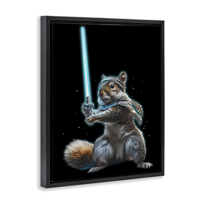Cadre flottant Feel The Force Squirrel, design par Jim Baldwin, Cadre flottant noir de jais, H 21 po x l 17 po