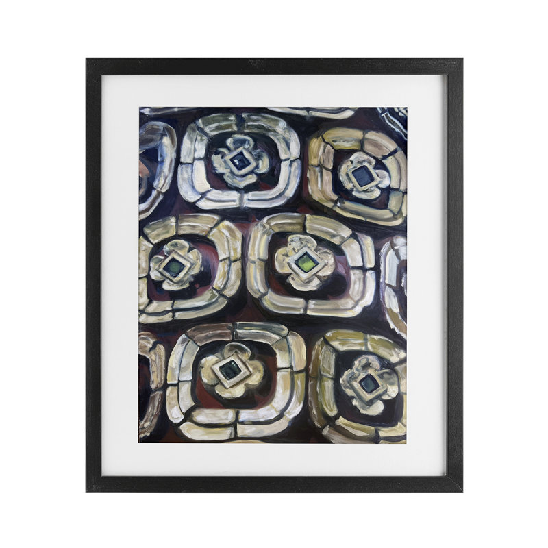 Motif de souvenirs de la Thaïlande encadrés sous verre, design par Lori Arbel, Cadre noir minuit, H 16 po x l 13 po