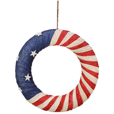 16" Rattan Wrapped Americana Wreath