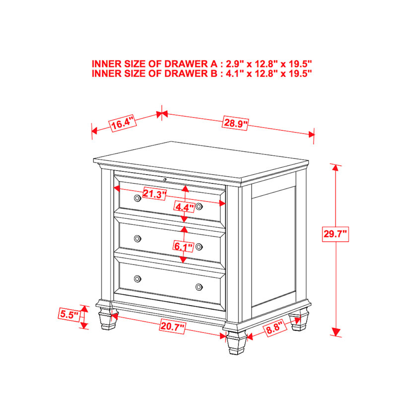 Caprice 29'' W Nightstand, Black
