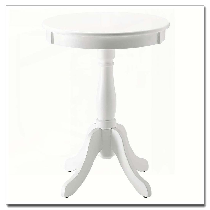 Table d'appoint blanche avec piédestal tourné