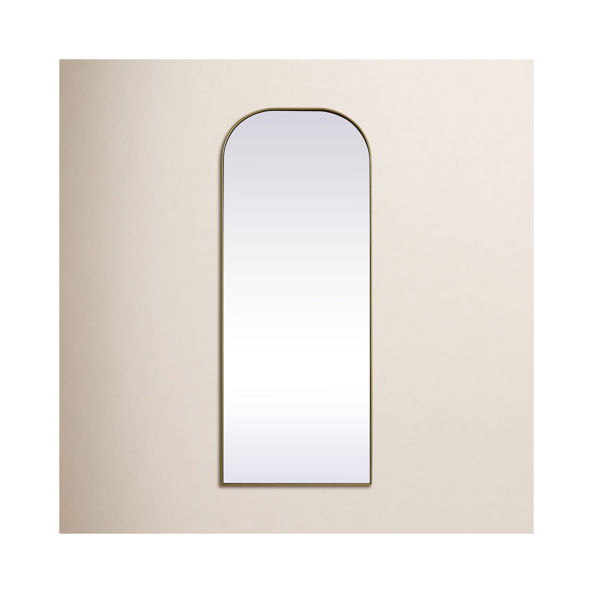 Sabine Metal Arch Floor Mirror, Brass, 74" x 28"