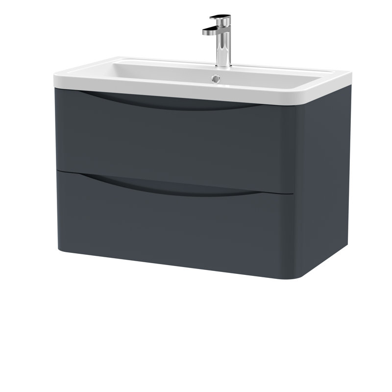 Lunar 800mm Single Bathroom Vanity with Integrated Vitreous China Basin, Soft Black