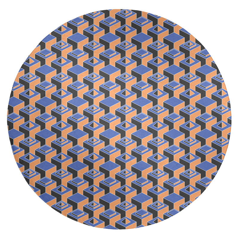 Chenille Geometric Indoor Rug, Round 5'