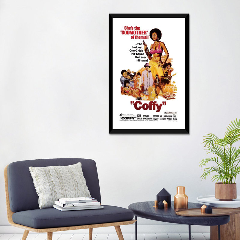 Coffy - Advertisements Print, 32" H x 24" W x 1" D, Black Framed Paper, White
