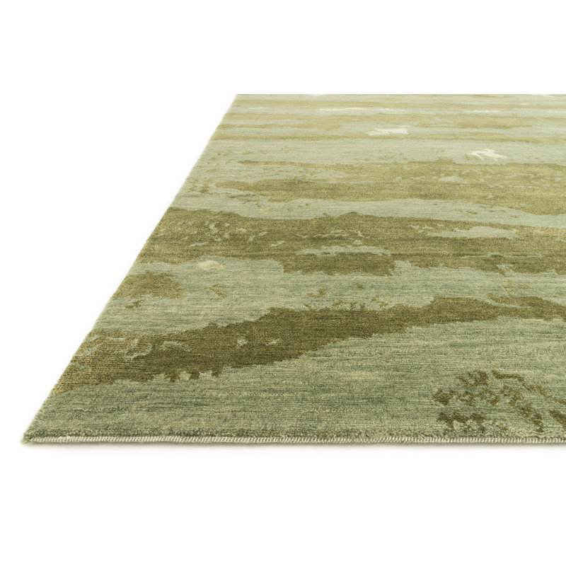 Tapis écume de mer / vert noué à la main Hermitage, Rectangle 2 pi x 3 pi