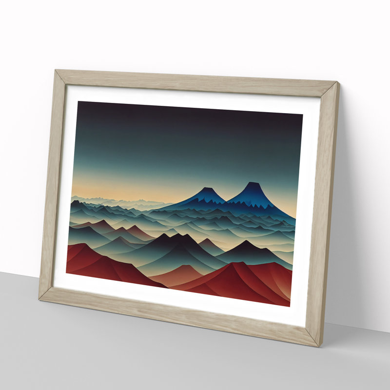 Fearless Japanese Mountains - Single Picture Frame Print, 25cm H x 34cm W x 2cm D, Oak