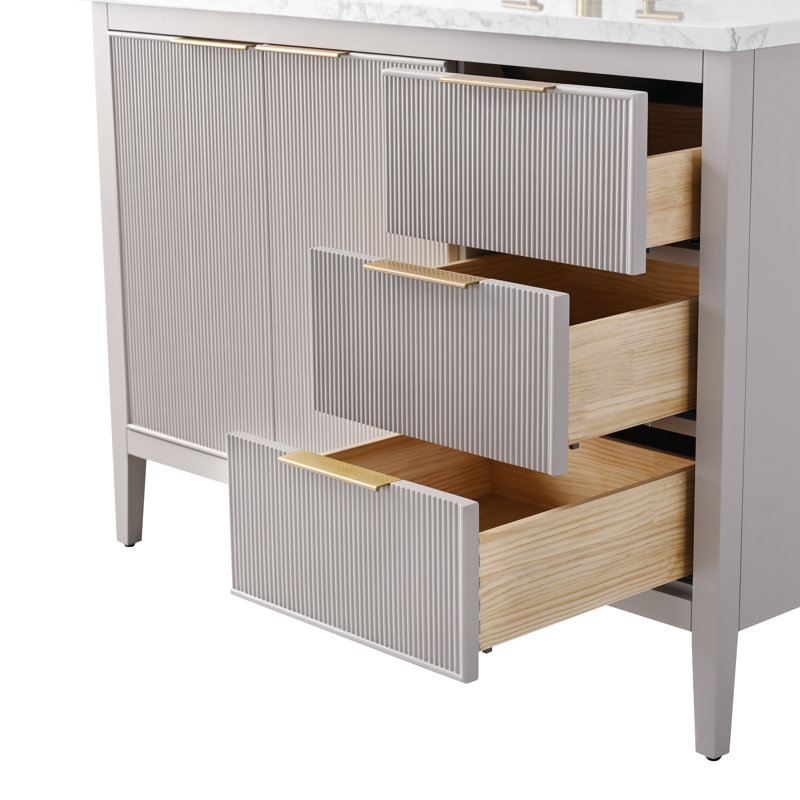 Emma 48" W Single Vanity, Taupe/Brushed Bronze