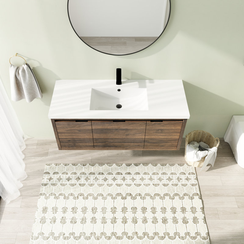 Roethke 48'' Single Bathroom Vanity with Resin Top, Brown