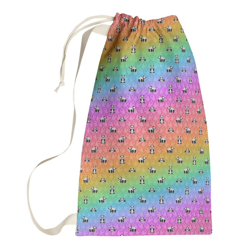Kitterman Fabric Laundry Bag with Handles, Large (76.5" H x 29.5" W x 1.5" D), Pink/Orange/Green