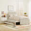 Lit plateforme simple tapissier en lin - Comprend un lit gigogne et 3 tiroirs de rangement