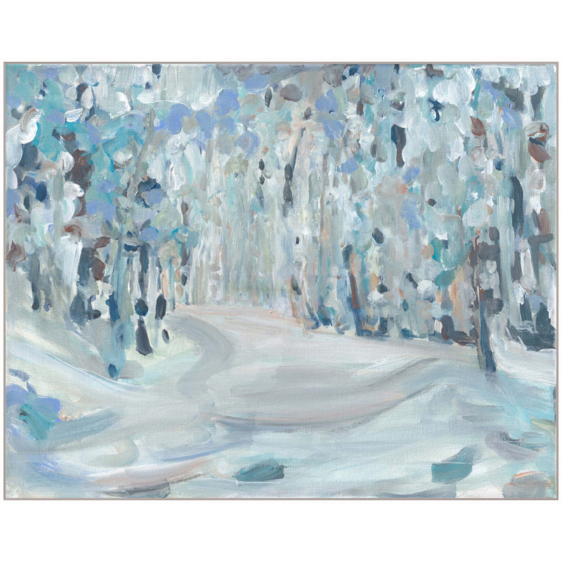 «Snowy Woods» par Katie Ré Scheidt, Cadre flottant blanc, H 34,25 po x l 43,25 po