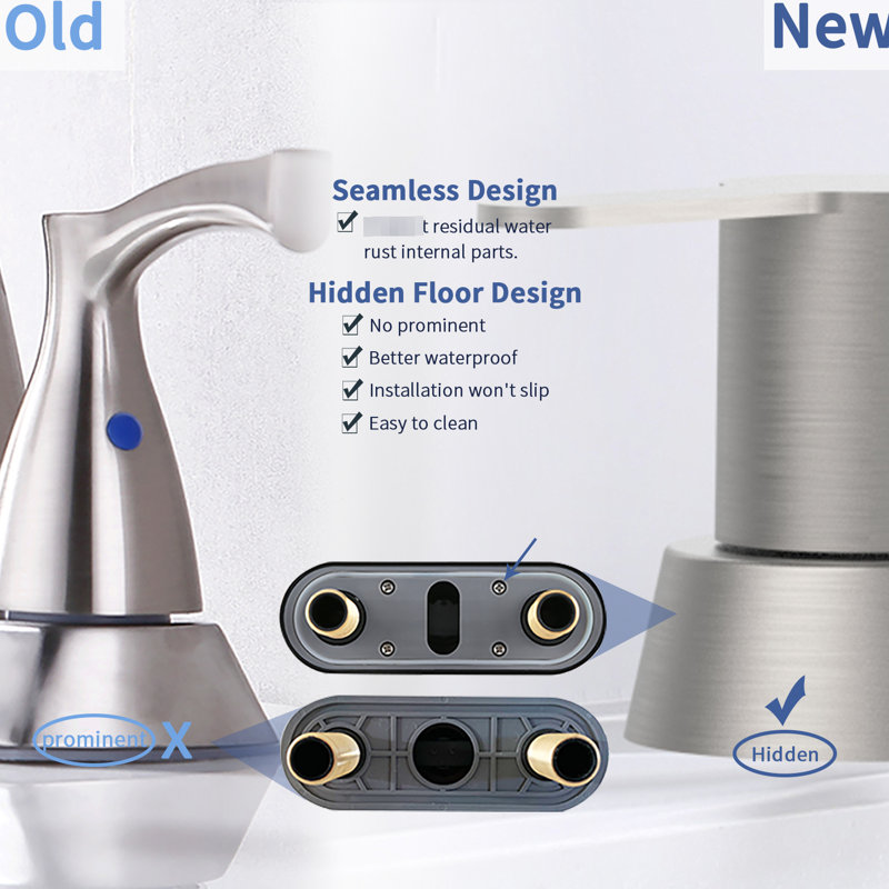 2 Handle Bathroom Faucet For Rv - Brushed Nickel 10.63X9.7X2.6In Package Size Use Handles 4.68" Spout Reach Construction Easy Install Solid Brass Plastic Body