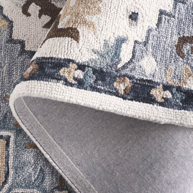 Heritage Handtufted Wool Cotton Oriental Rug in Ivory/Gray, Rectangle 5' x 8'