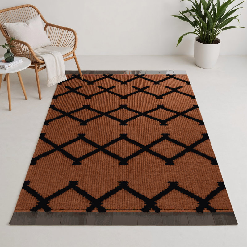 Tapis brun intérieur et extérieur Trellis, Rectangle 5 pi x 7 pi