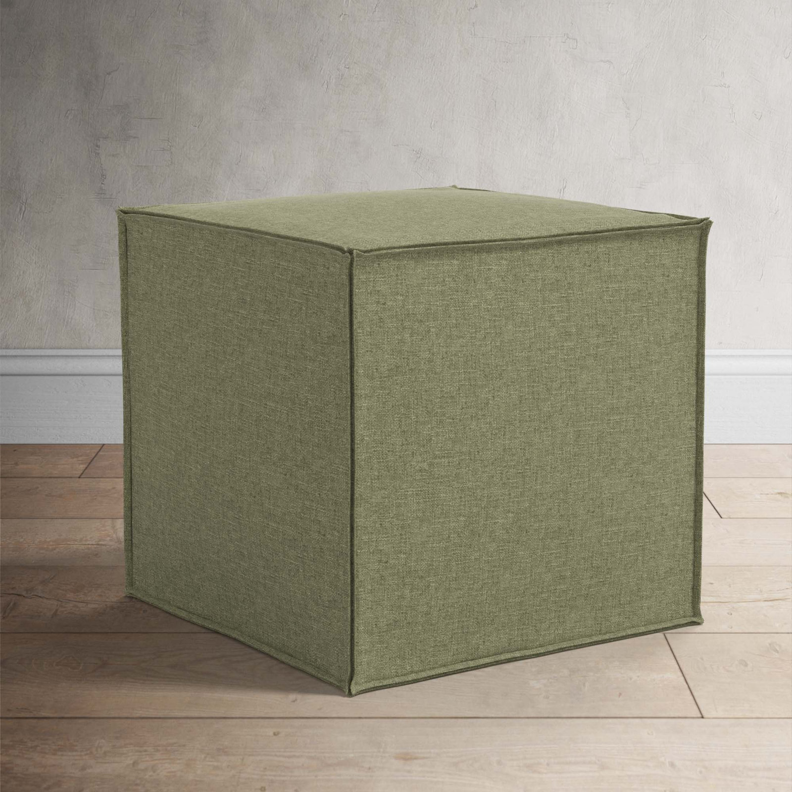 Tillie Upholstered Pouf, Zuma Laurel Textured Linen