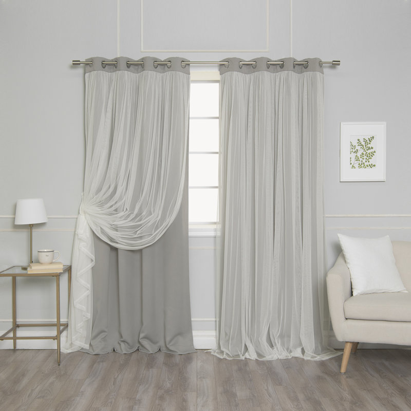 Rideau occultant en polyester Fortuna, Colombe