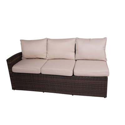 Outdoor Brown Steel Wicker 3 - Seat Sofa & Loveseat & Single Sofa