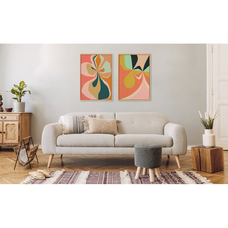 Reproduction sur toile encadrée « Retro Floral 4 » d'Alicia Bock