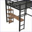 Lit mezzanine double en métal avec bureau intégré Tablettes de rangement noires - peu encombrantes pour les dortoirs Petites chambres