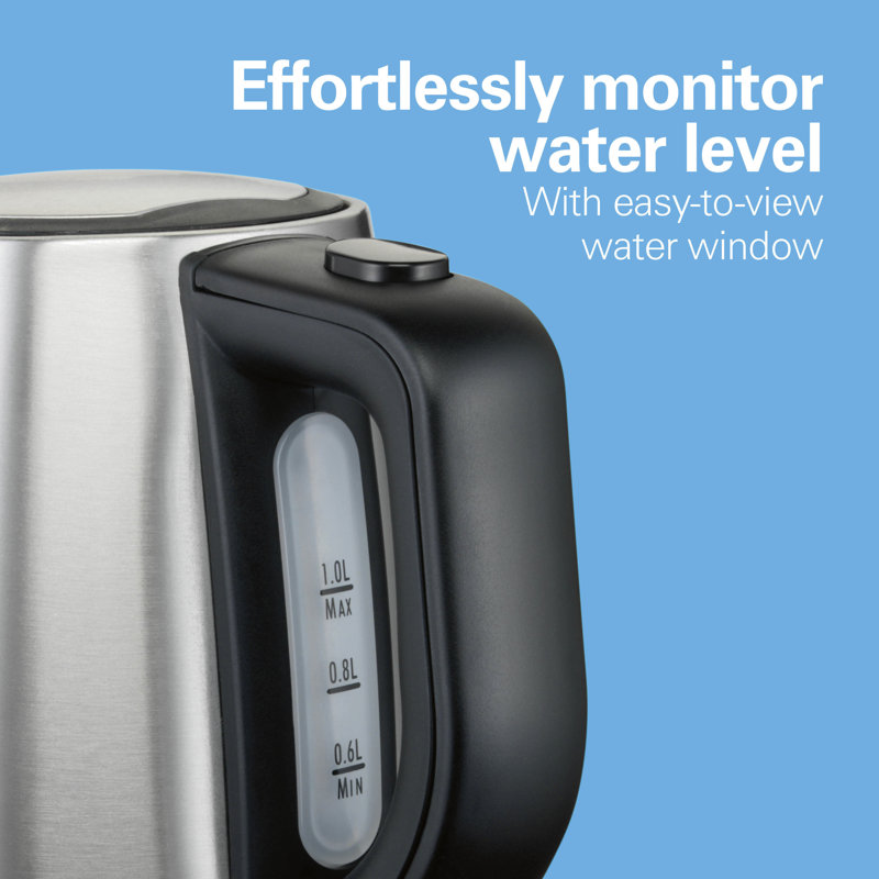 1.1 qt Stainless Steel Electric Kettle with Concealed Heating Element