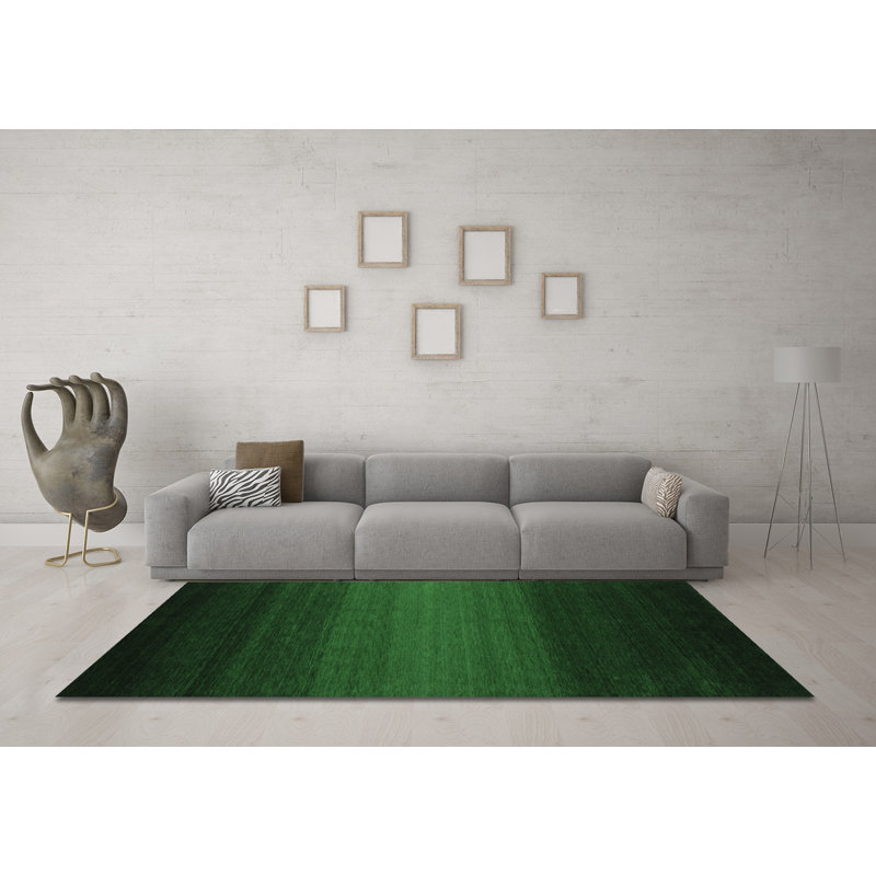 Tapis contemporains vert émeraude lavable à la machine 1788, Carré 5 pi
