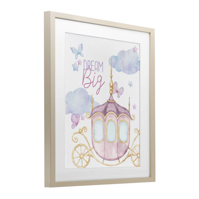 Dream Big Fantasy Carriage Framed Print Under Glass, design by Kim Allen