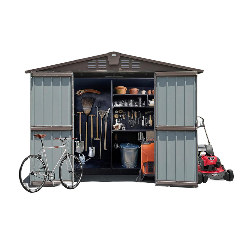 Outdoor Storage Shed,Metal Outside Sheds&Outdoor Storage Galvanized Steel,Tool Shed With Lockable Double Door For Patio,Backyard,Garden,Lawn