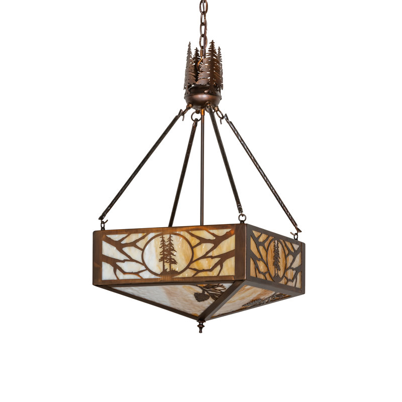 18" Square Balsam Pine Inverted Pendant