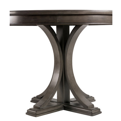 44" Dining Table With Grey Solid Wood, Classic Room Pivotal Piece, Seats 4-6, Reinforced Support Feature Round Table, Wood Significant Component, Room, Stability Component