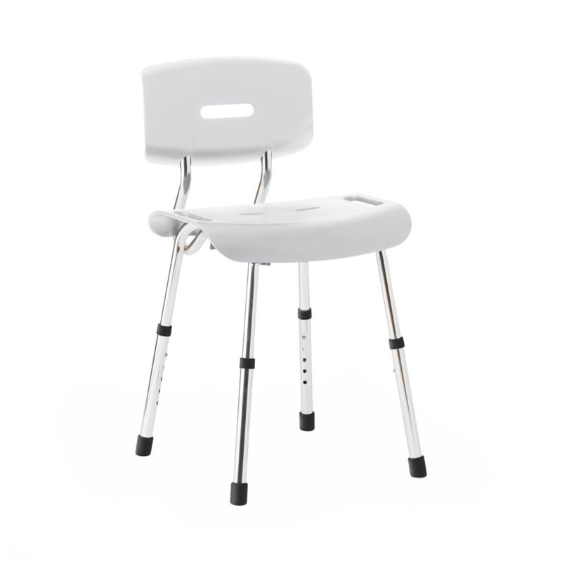 White Shower Chair With Backrest, 300 Lb. Weight Capacity, Microban Treated
