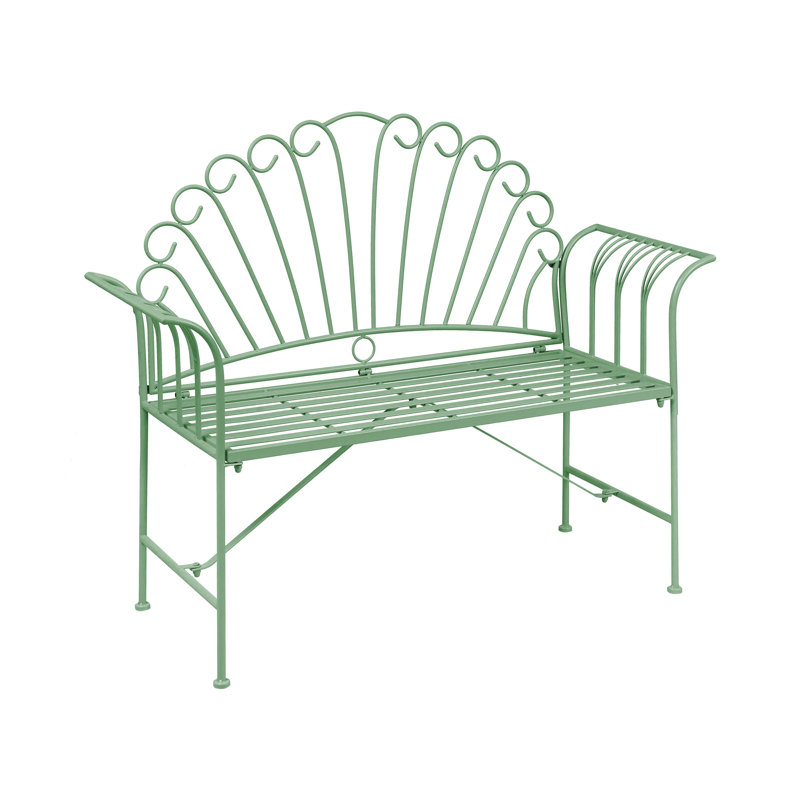 Iron Outdoor Bench, Green