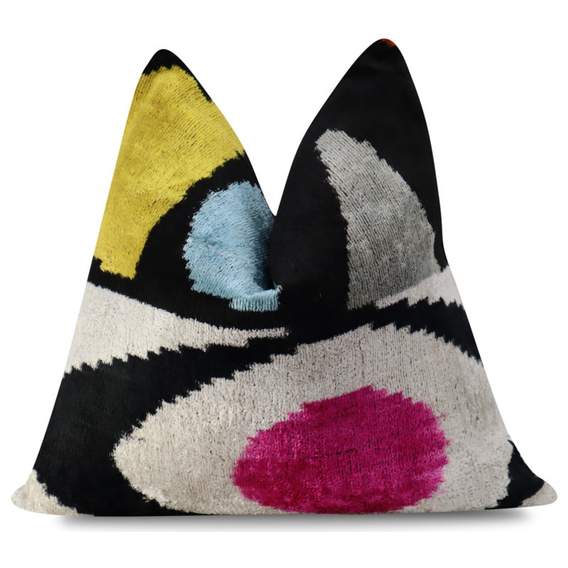  Housse de coussin et insert, Noir / gris, 16 po x 16 po, Carré