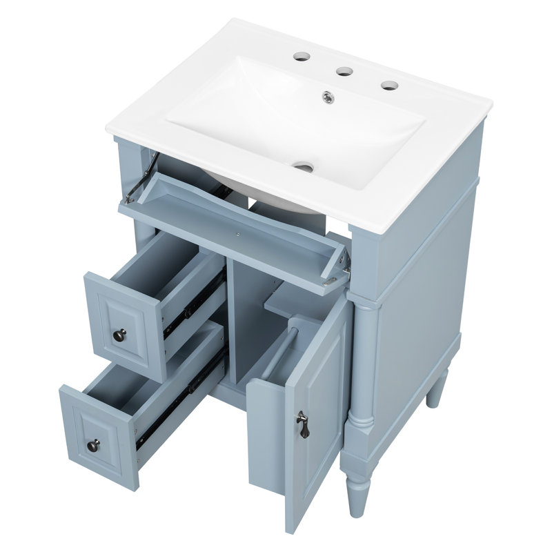 Meuble-lavabo 24 po avec lavabo, Bleu/gris