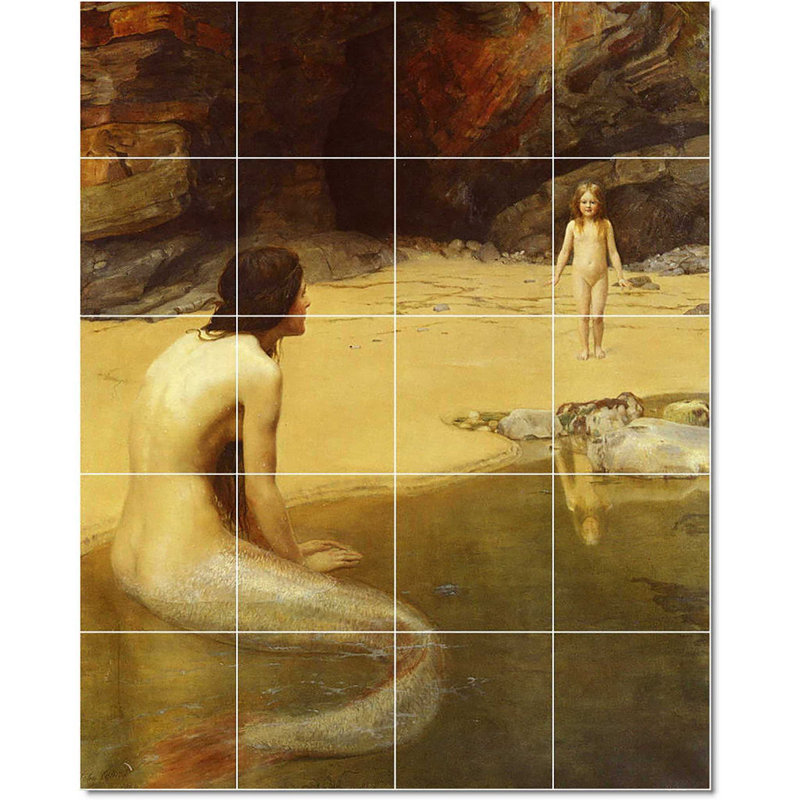 Carreau de céramique décorative 17 po x 21,25 po 4,25 po x 4,25 po, John Collier Mythology W22245