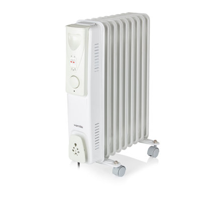 Warmlite WL43004YW 2000W 9-Fin Oil Filled Radiator with 3 Power Settings and Adjustable Timer, White