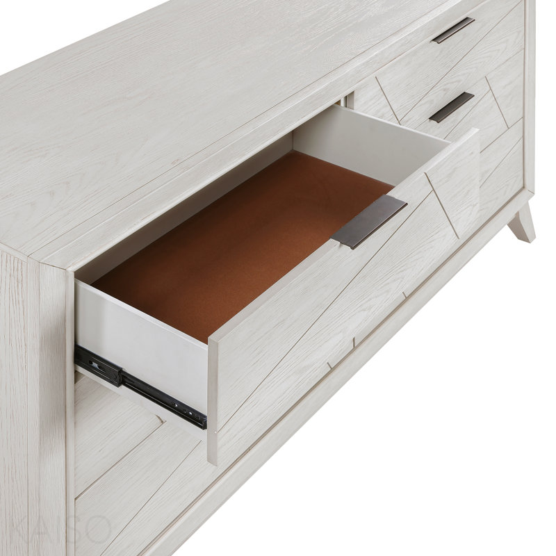 Commode 1 pièce à finition blanche antique avec tiroirs de rangement