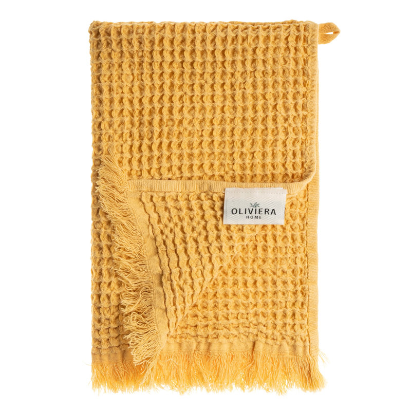 Ensemble de 4 serviettes de cuisine gaufrées en coton Waffle, Yellow