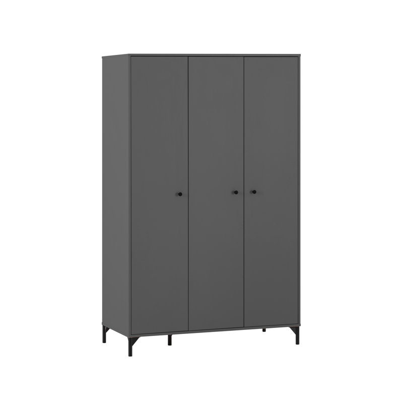 Heverlee 3 Door Manufactured Wood Wardrobe, Anthracite