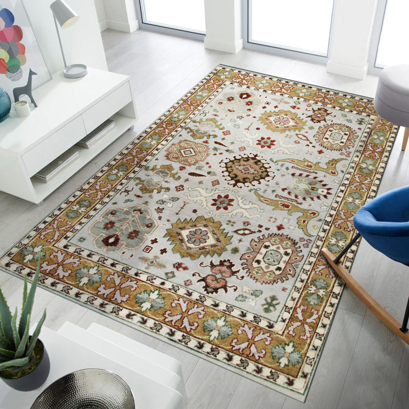 Delicate Elena Gray Hand Knotted Wool Area Rug, Rectangle 8' x 10'