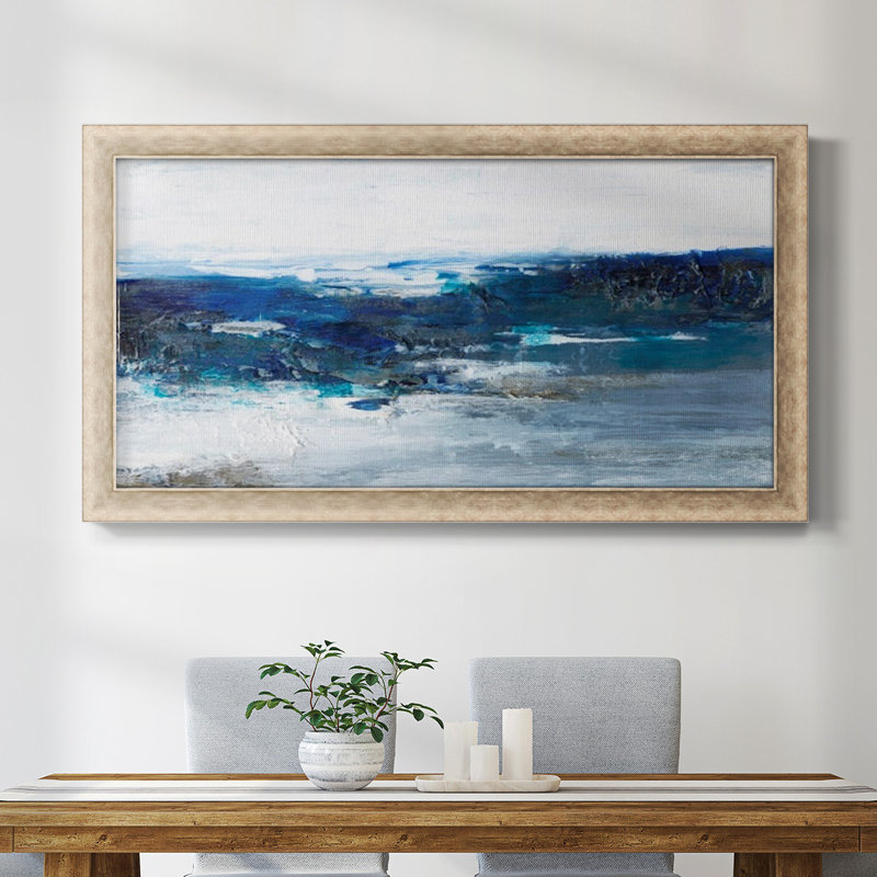 Toile encadrée de qualité supérieure Mysterious Sea II - prête à être accrochée, gris, H 25 po x l 45 po x P 1,25 po