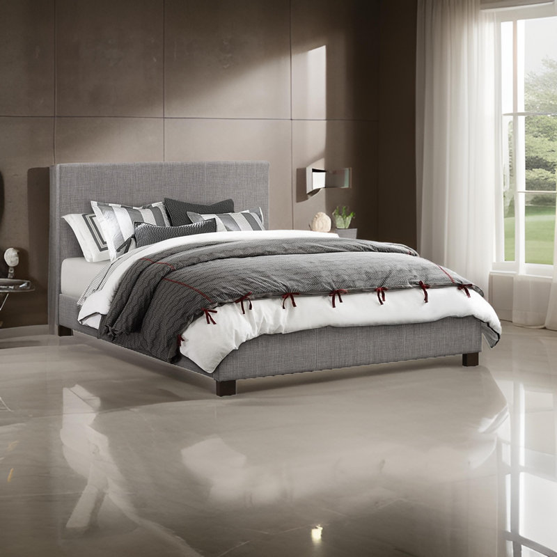 Lit plateforme tapissier Sadirah, Double, Taupe