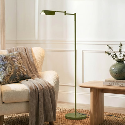 Leaf 53" Green Modern Pharmacy LED Floor Lamp With Adjustable Reading Neck