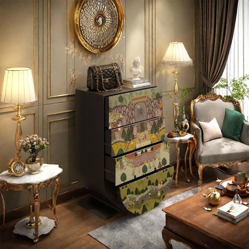 Solid Wood Cabinet with Four Large Drawers