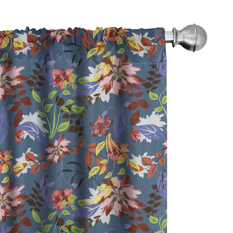 Floral Semi-Sheer Rod Pocket Curtain Panels, 28" x 84"