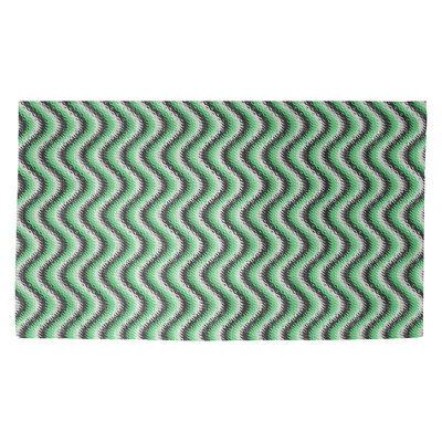 Tapis à rayures vert/noir à rayures ondulées Avicia