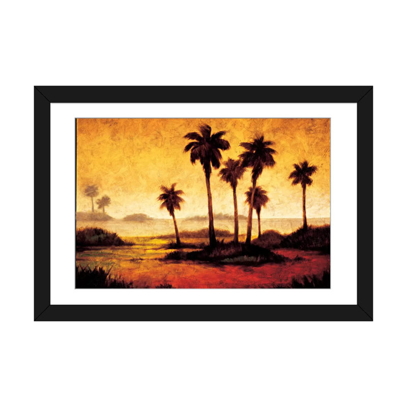«Sunset Palms I» par Gregory Williams - Impression sur toile tendue sur châssis, H 16 po x l 24 po x P 1 po, Blanc