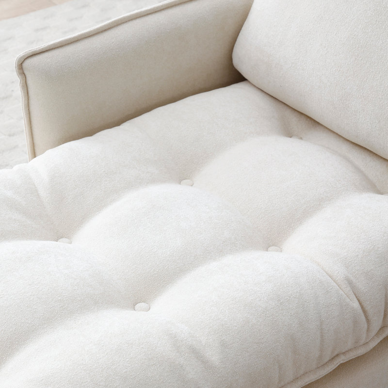 Chaise longue rembourrée Meshawn avec appui-tête réglable, Lin beige