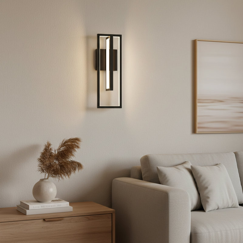 LED Flush Mounted Sconce, Matte Black